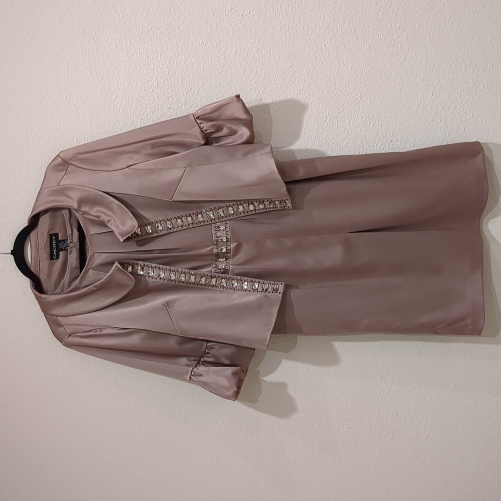 Cachet Blush Long Sleeve Dress with Embellished Jacket